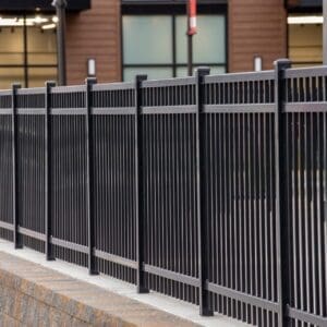 a black iron fence metal steel desing style